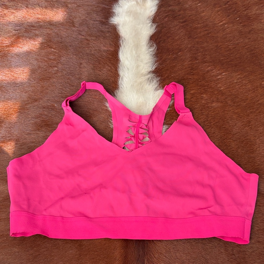 Victoria's Secret Hot Pink Lace-Up Sports Bra